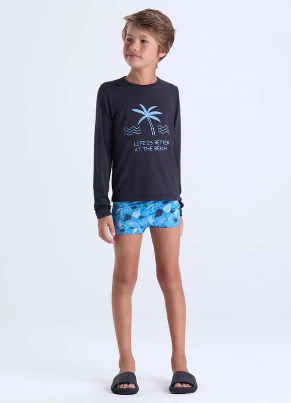 Vida Costeira - Conjunto Moda Praia Uv50+ Masculino Preto