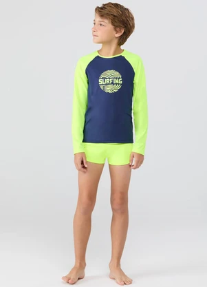 Vida Costeira - Conjunto Praia Uv50+ Raglan Surf Street Neon - VIDA COSTEIRA