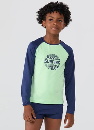 Vida Costeira - Conjunto Praia Uv50+ Raglan Surf Street Verde - VIDA COSTEIRA