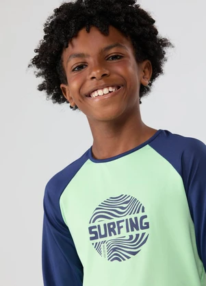 Vida Costeira - Conjunto Praia Uv50+ Raglan Surf Street Verde - VIDA COSTEIRA