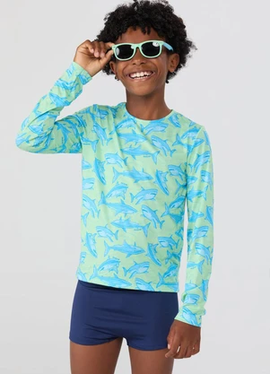 Vida Costeira - Conjunto Praia Uv50+ Shark Fun Verde - VIDA COSTEIRA