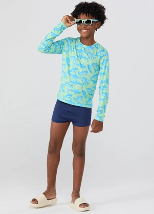 Vida Costeira - Conjunto Praia Uv50+ Shark Fun Verde - VIDA COSTEIRA