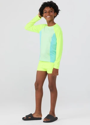 Vida Costeira - Conjunto Praia Uv50+ Suplex Raglan Tricolor Neon - VIDA COSTEIRA