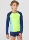 Vida Costeira - Conjunto Praia Uv50+ Suplex Raglan Tricolor Neon - variação: Marinho