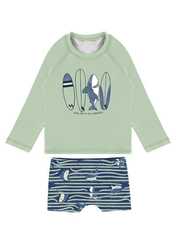 Malwee Kids - Conjunto Verde Água Tubarão Surfista Uv