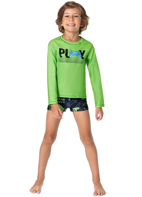 Malwee Kids - Conjunto Verde Gamer Malha Uv50+ Menino