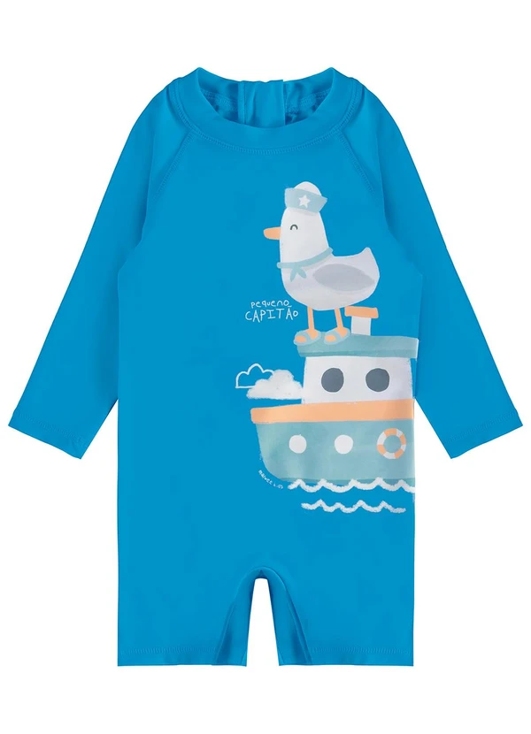 Malwee Kids - Macacão Gaivota Malha Uv50 Azul 2