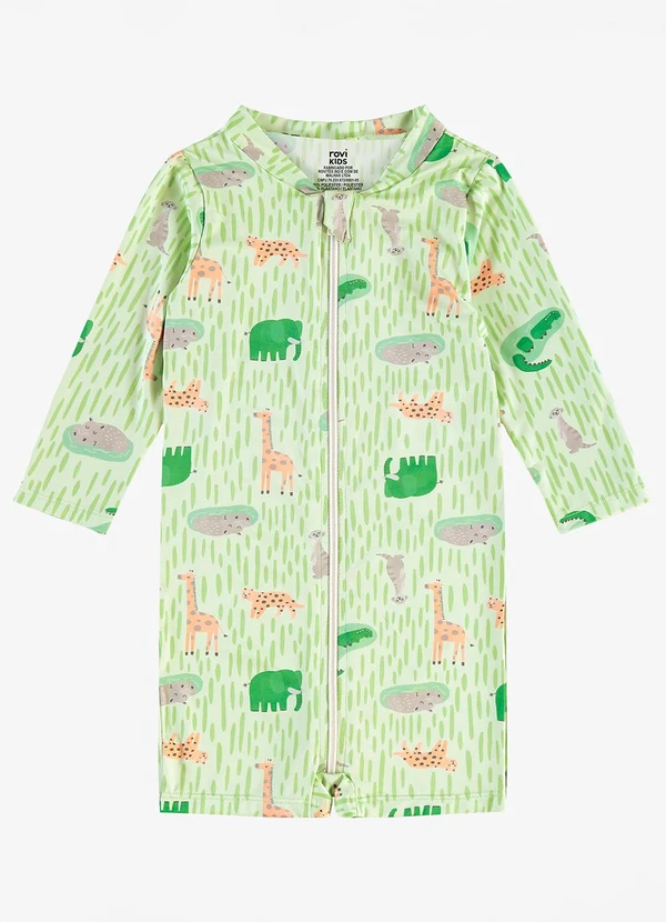 Rovi Kids - Macacão Infantil Estampado Proteção Uv Verde
