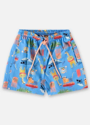 Up Baby - Short para Menino em Microfibra Azul - UP BABY