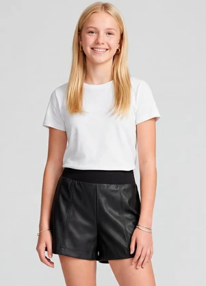 Minty - Shorts Material Sintético Ponto Roma Preto - MINTY