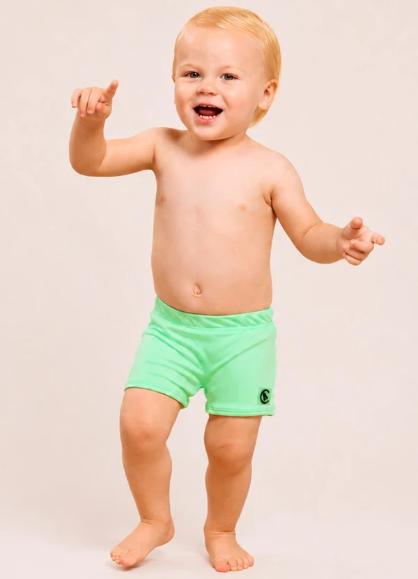 Vida Costeira - Sunga Bebê Menino Uv50+ Lisa com Aplique Verde