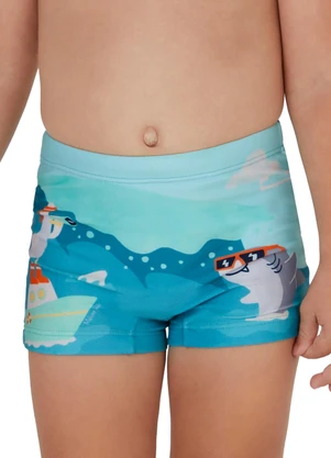 Malwee Kids - Sunga Boxer Tubarão Uv50 Azul - MALWEE KIDS