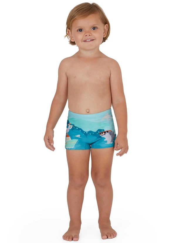 Malwee Kids - Sunga Boxer Tubarão Uv50 Azul 2