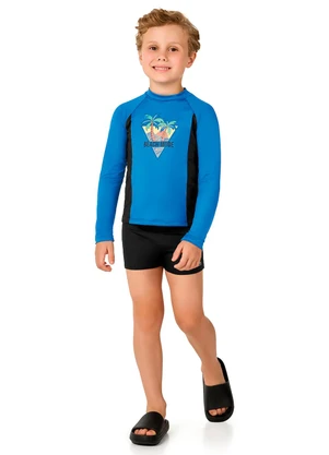 Marlan - Sunga Infantil Menino em Malha Proteção Uv Azul - MARLAN