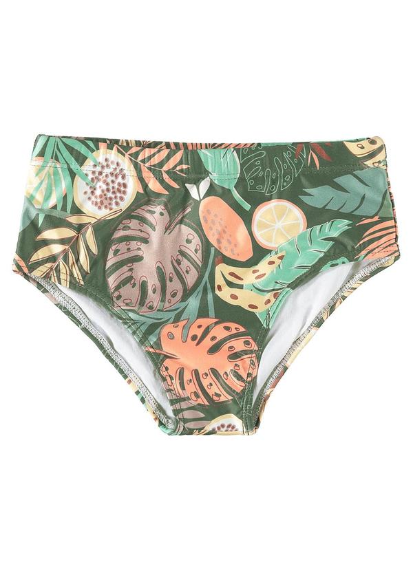 Malwee Kids - Sunga Verde Musgo Slip Tropical Uv50+ Menino