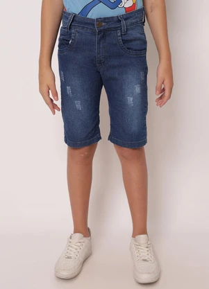 Torra - Bermuda Jeans Juvenil com Puídos Azul - TORRA