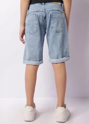 Torra - Bermuda Jeans Juvenil Reta Destroyed Azul - TORRA