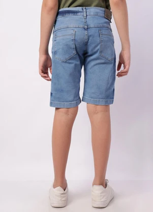 Torra - Bermuda Jeans Juvenil Reta Estonada Azul - TORRA