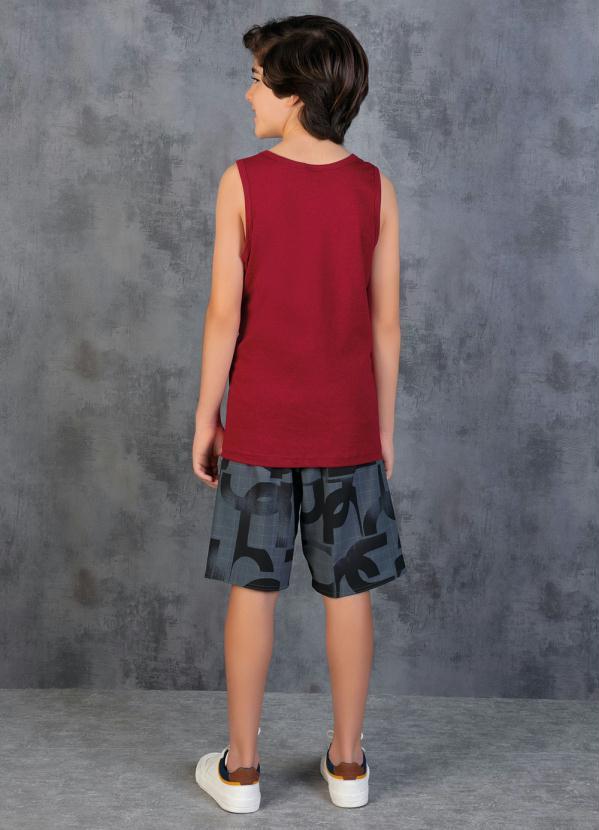 Nicoboco - Bermuda Juvenil Abstrata Chumbo com Bolsos 4