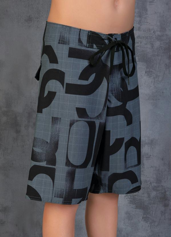 Nicoboco - Bermuda Juvenil Abstrata Chumbo com Bolsos 5