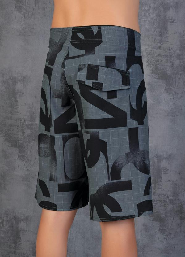 Nicoboco - Bermuda Juvenil Abstrata Chumbo com Bolsos 6
