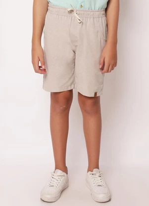 Torra - Bermuda Juvenil Reta com Bolsos Cordão Bege - TORRA