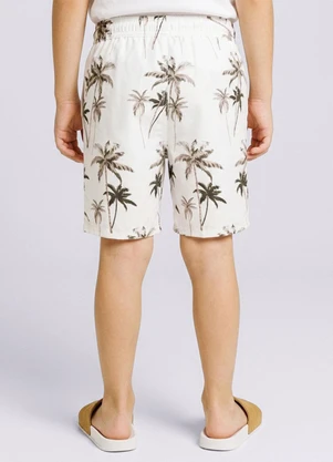 Torra - Bermuda Juvenil Surf Estampa Coqueiros Off White - TORRA