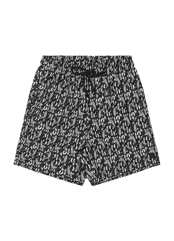 Rezzato - Bermuda Leve Estampada Teen Masculino Preto