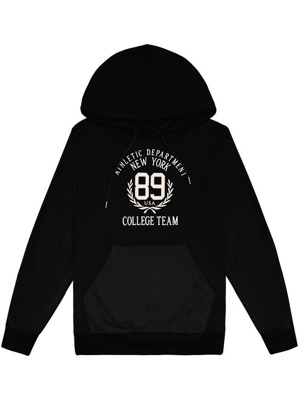 Minty - Blusão com Capuz Juvenil Masculino Moletom Preto