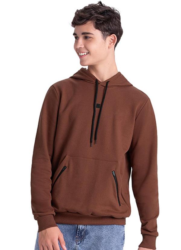 Rezzato - Blusão com Capuz Moletom Masculino Marrom