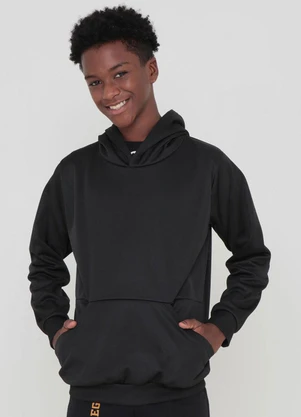 Torra - Blusão Juvenil com Capuz Helanca Preto - TORRA