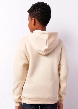 Torra - Blusão Moletom Juvenil Capuz Bolso Canguru Bege - TORRA