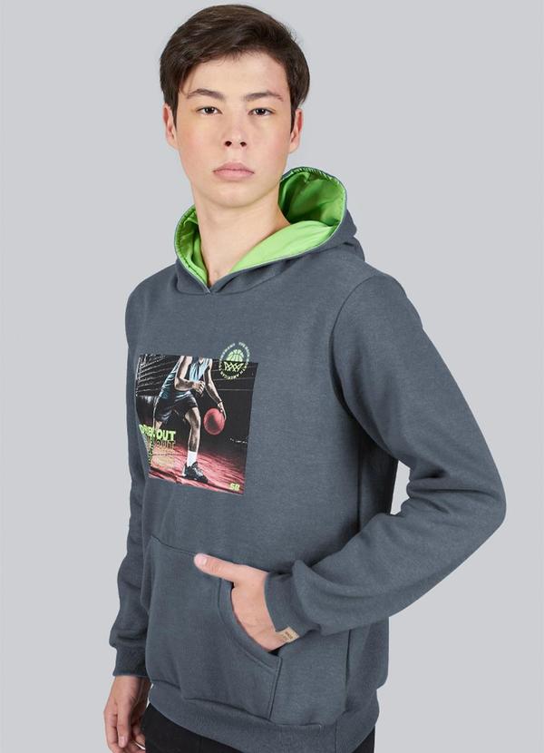 Soft Bonni - Blusão Teen Masculino Moletom Cinza