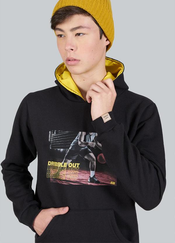 Soft Bonni - Blusão Teen Masculino Moletom Preto