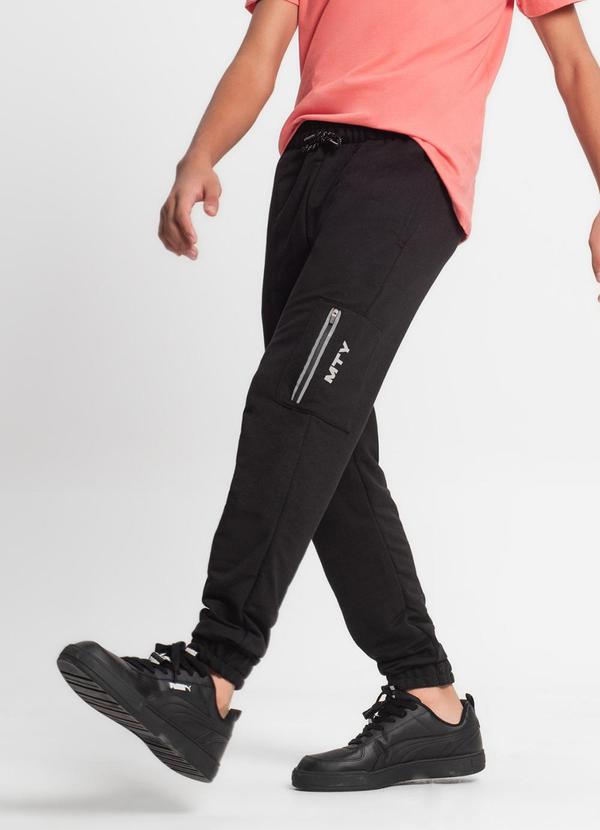 Minty - Calça Juvenil Masculina em Moletom Preto