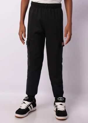 Torra - Calça Moletom Juvenil Bolso Cargo Preta - TORRA