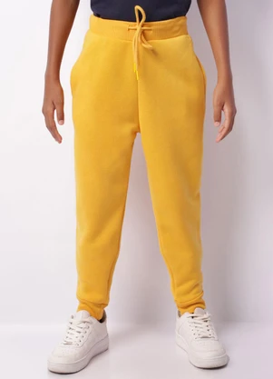 Torra - Calça Moletom Juvenil Jogger Peluciada Mostarda - TORRA
