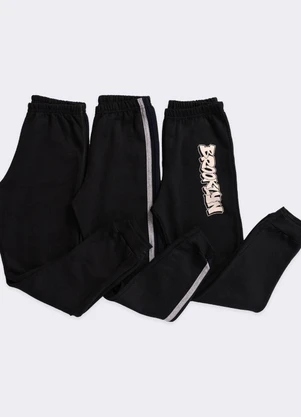 Torra - Calça Moletom Juvenil Jogger Sortida Preta - TORRA
