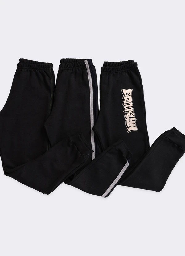 Torra - Calça Moletom Juvenil Jogger Sortida Preta