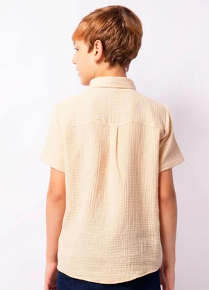 Torra - Camisa Juvenil Manga Curta Texturizada Bege - TORRA