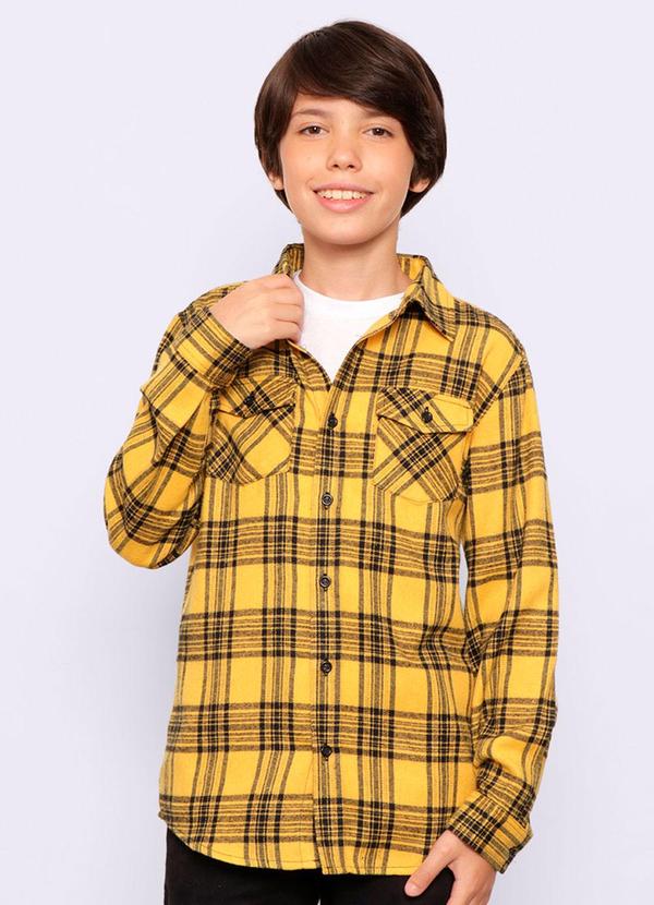 Torra - Camisa Juvenil Manga Longa Xadrez Mostarda