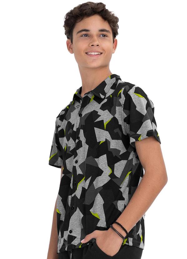 Minty - Camisa Juvenil Menino Camuflada Cinza