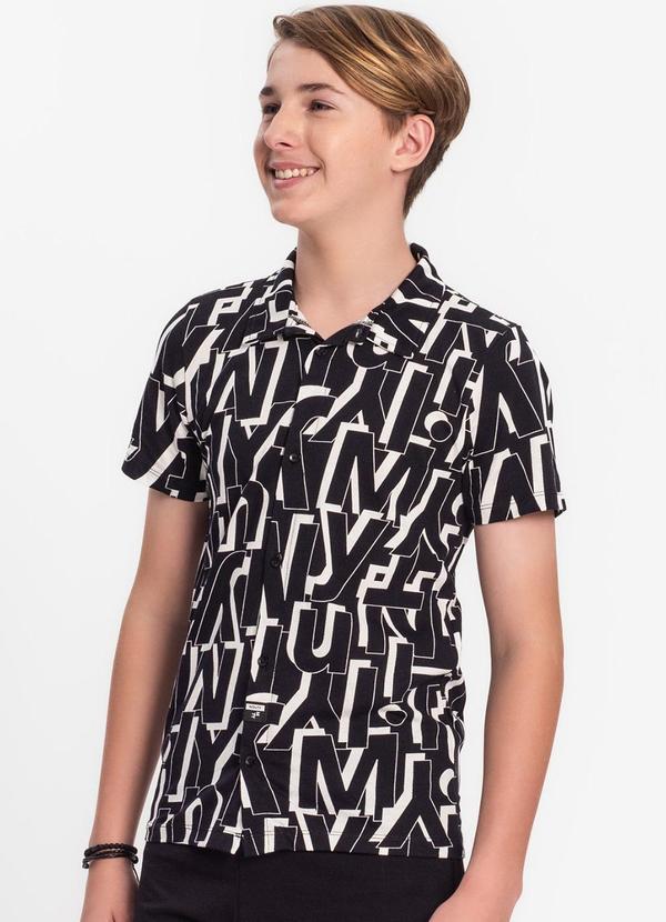 Minty - Camisa Juvenil Masculina em Meia Malha Preto