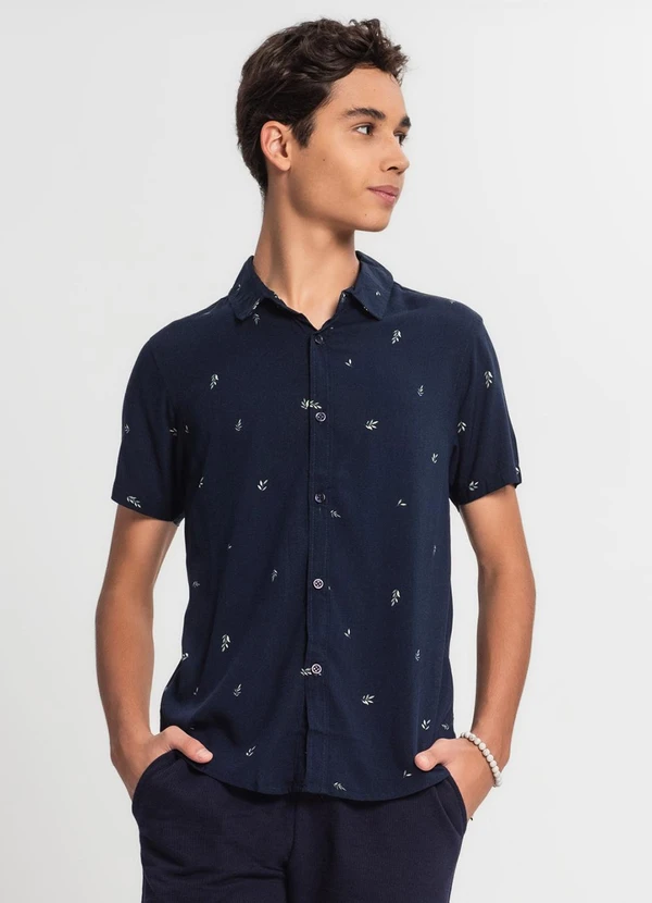 Minty - Camisa Juvenil Menino em Viscose Azul