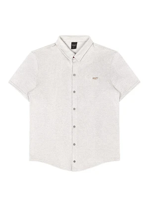 Outlet - Camisa Texturizada Lisa Teen Masculino Branco - OUTLET
