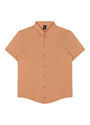 Outlet - Camisa Texturizada Lisa Teen Masculino Marrom - OUTLET