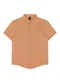 Outlet - Camisa Texturizada Lisa Teen Masculino Branco - variação: Marrom