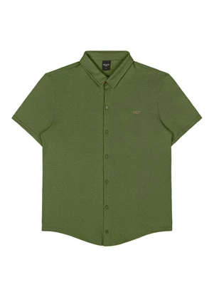 Outlet - Camisa Texturizada Lisa Teen Masculino Verde - OUTLET