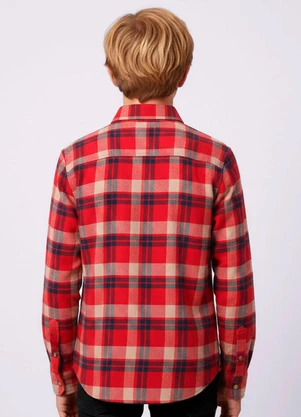 Torra - Camisa Xadrex Juvenil Manga Longa Vermelho - TORRA