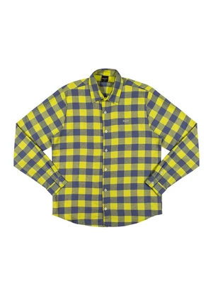 Outlet - Camisa Xadrez Casual Masculino Amarelo - OUTLET